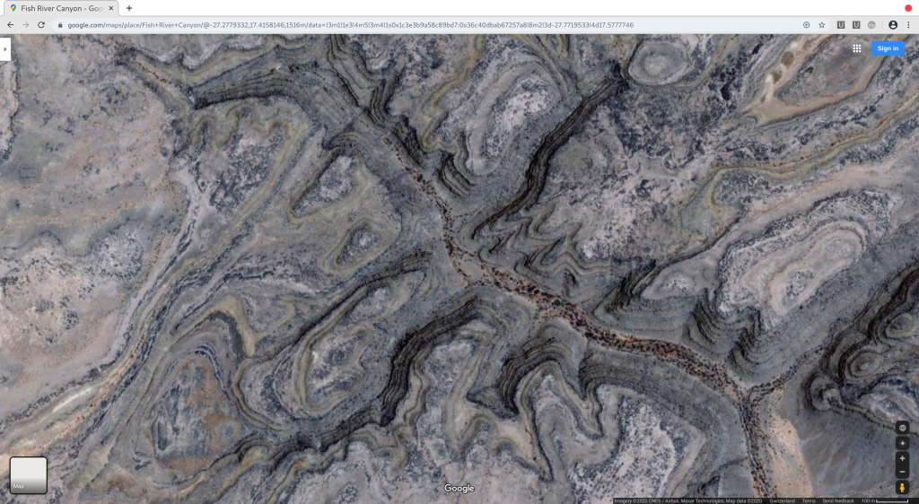 Figure 8: Namibia - Google Maps - Fish River Canyon - More terraced remains