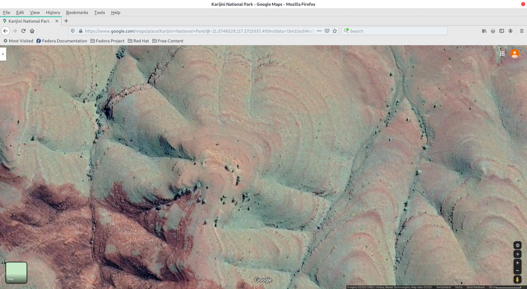 Figure 7: Millstream Chichester National Park - Google Maps - Huge terraced circular formation