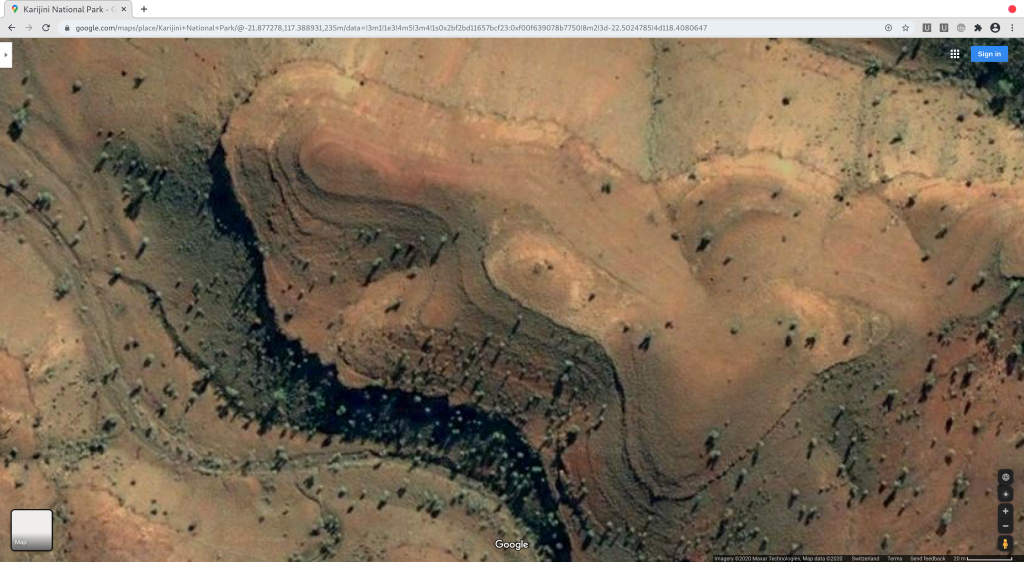Figure 7: Karijini National Park - Google Maps - Remains of terraced/domed structure