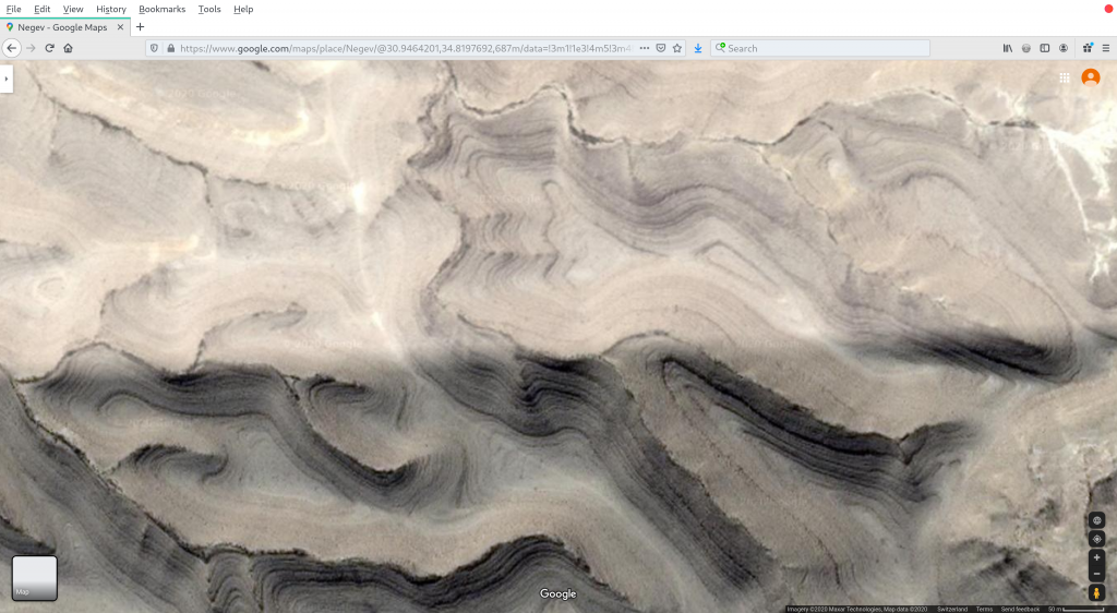 Figure 5: Negev Desert - Google Maps - Characteristic feature obscured with light contrast