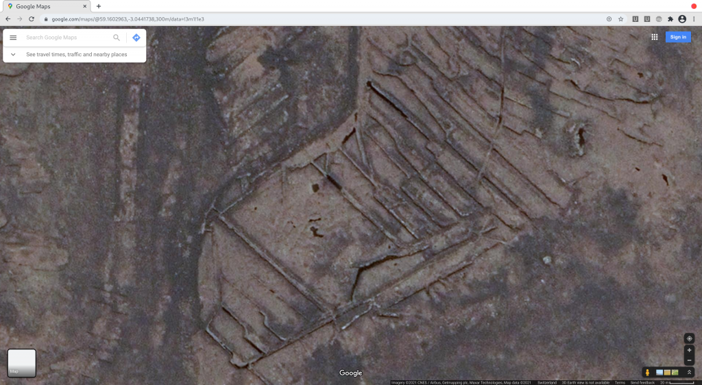 Figure 3: Rousay - Google Maps - Close-up of Figure 2 - Remains that do not appear contemporary