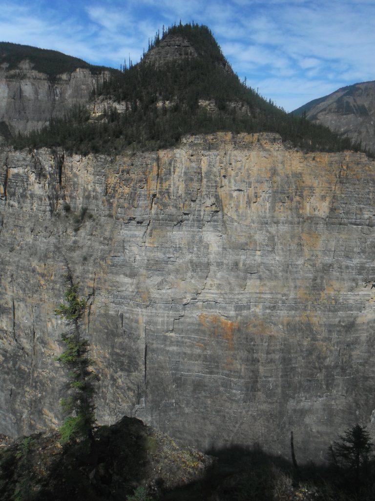 Figure 14: Nahanni National Park Reserve - Side wall of remains of giant building with pyramidal apex